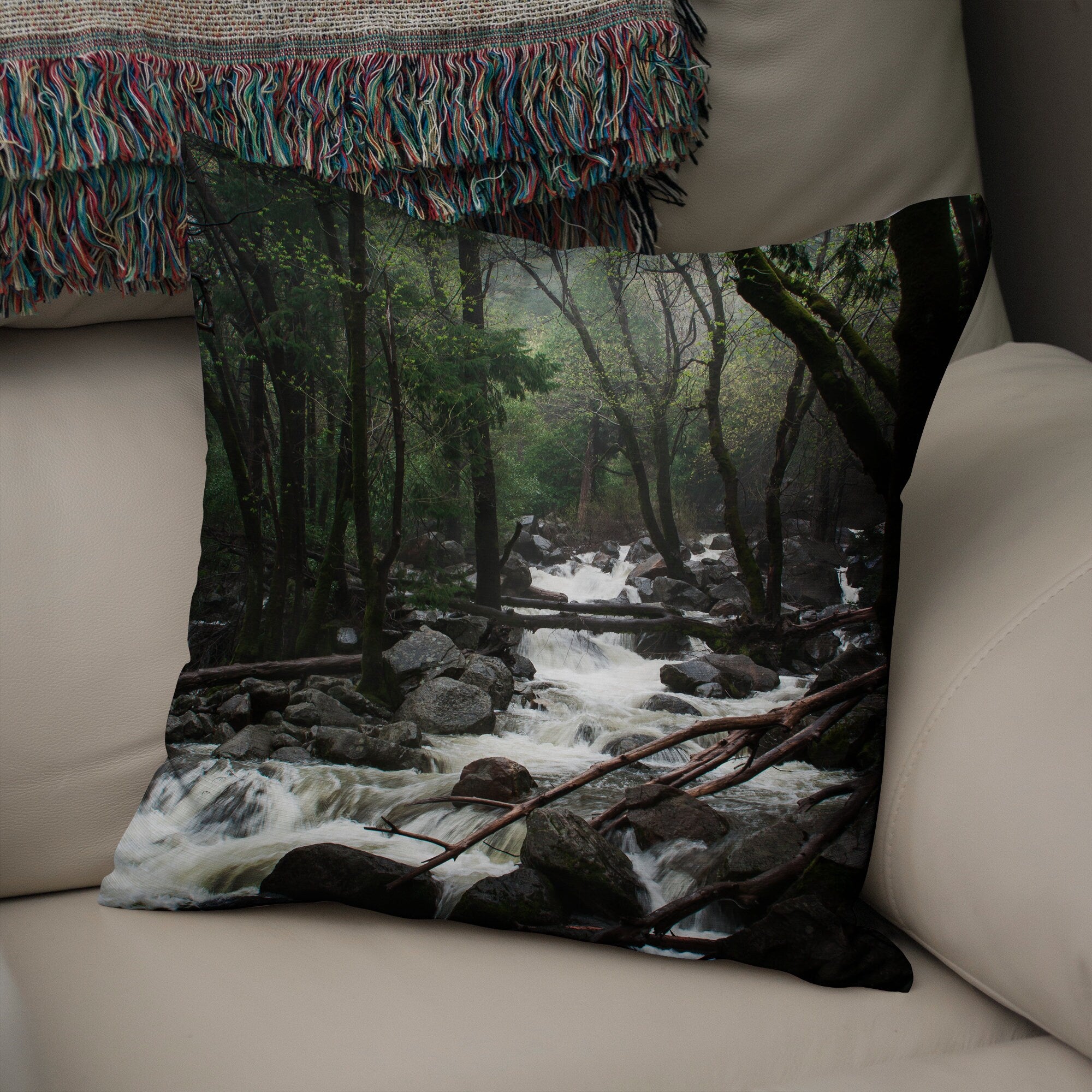 Misty Forest Throw Pillow Cover Yosemite National Park -
