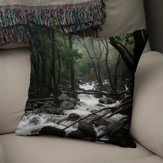 Misty Forest Throw Pillow Cover Yosemite National Park -