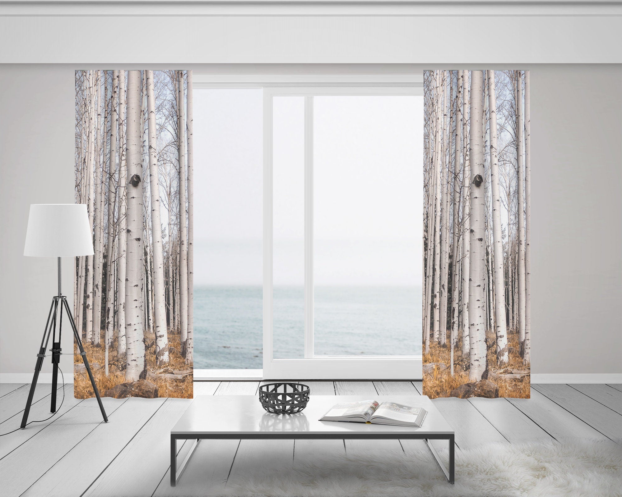 Trees of Reason Birch Forest Window Curtains 50x84 Blackout