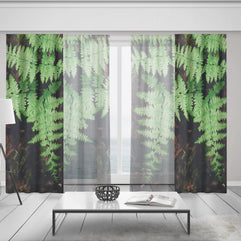 Green Fern Window Curtains 50x84 Sheer or Blackout