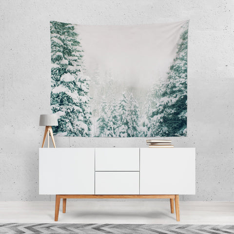 Snowy Forest Tapestry Winter Nature Decor - Decorative
