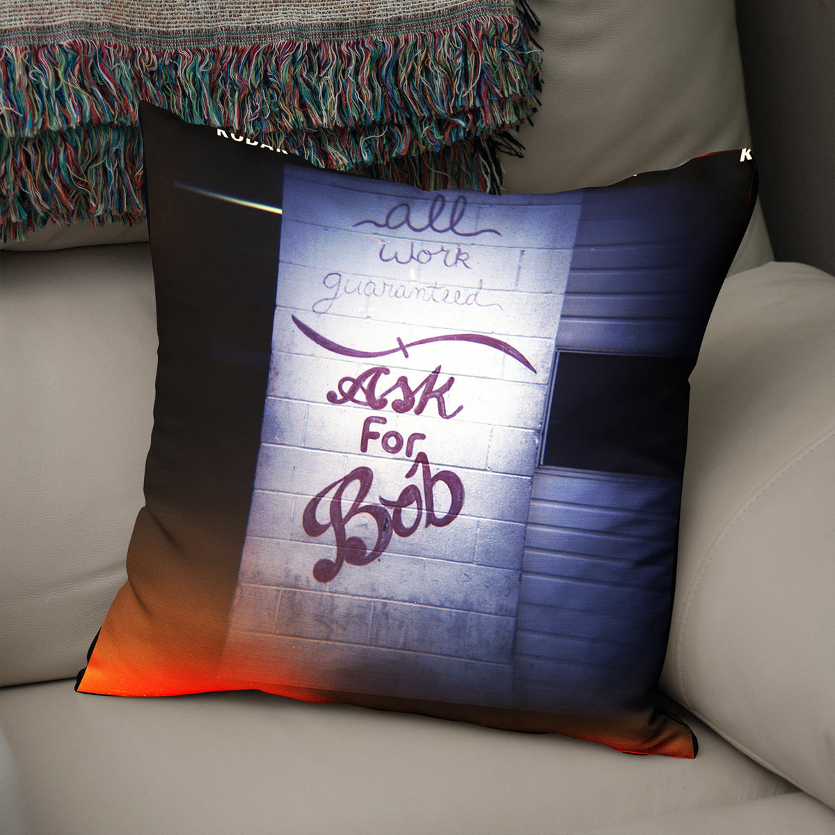 Retro Throw Pillow Cover Garage Art - Pillows