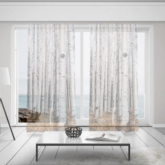 Trees of Reason Birch Forest Window Curtains 50x84 Sheer