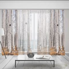Trees of Reason Birch Forest Window Curtains 50x84 Sheer and Blkackout