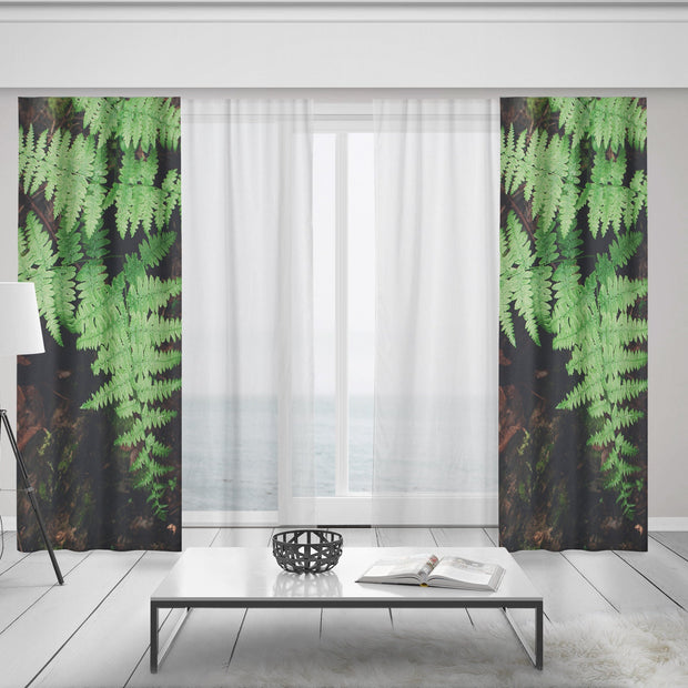 Green Fern Window Curtains 50x84 in Blackout
