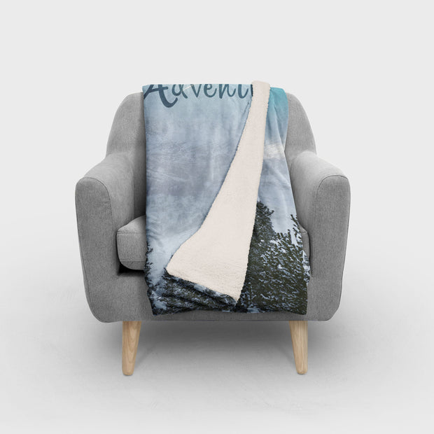Greatest Adventure Sherpa Throw Blanket Vegan Fleece Nature