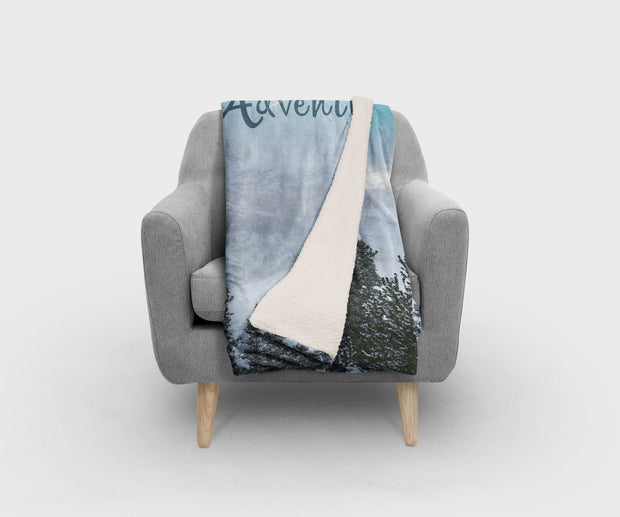 Greatest Adventure Sherpa Throw Blanket Vegan Fleece Nature