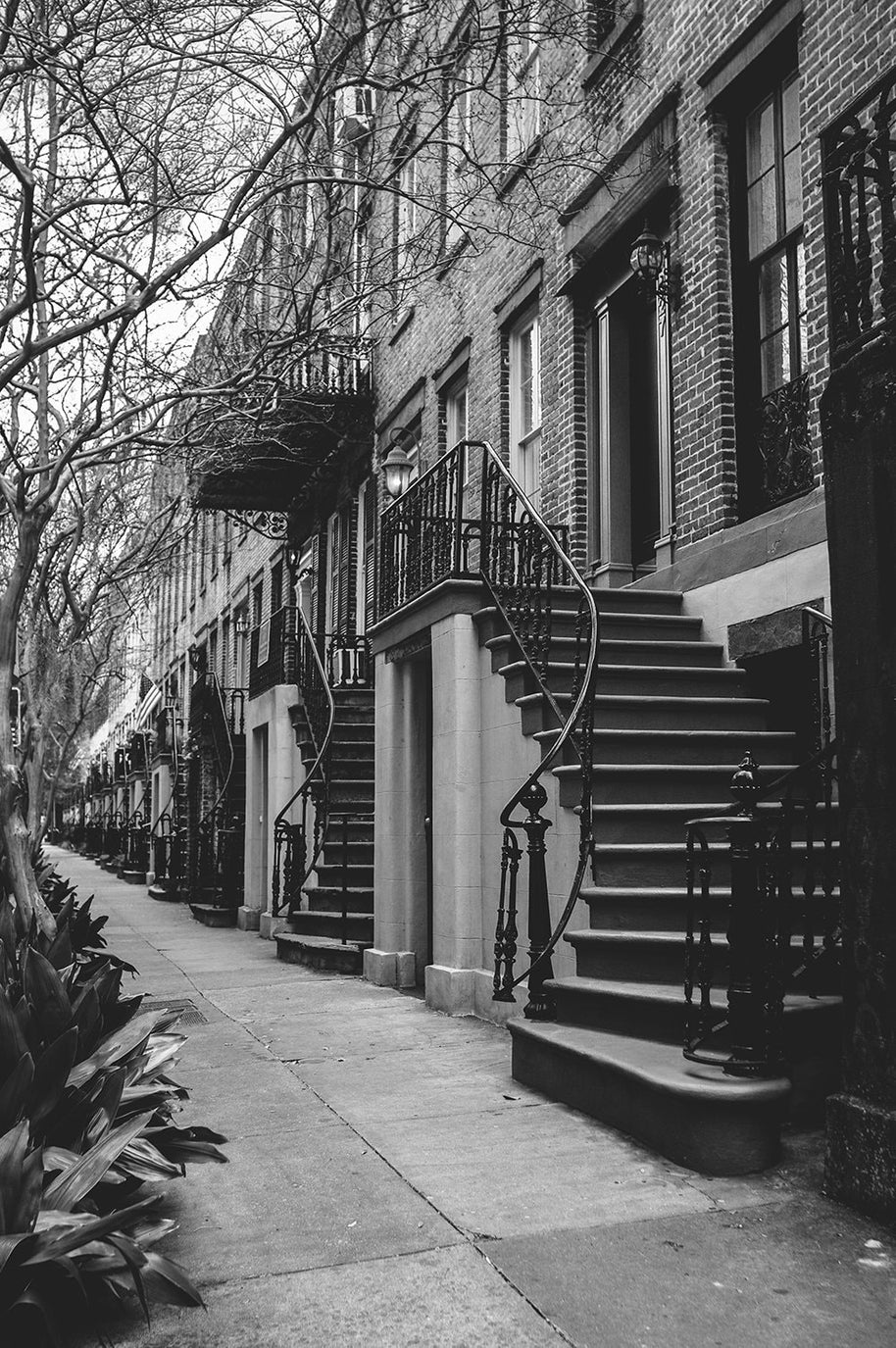 Savannah Georgia Stoops Black and White Street Photography,