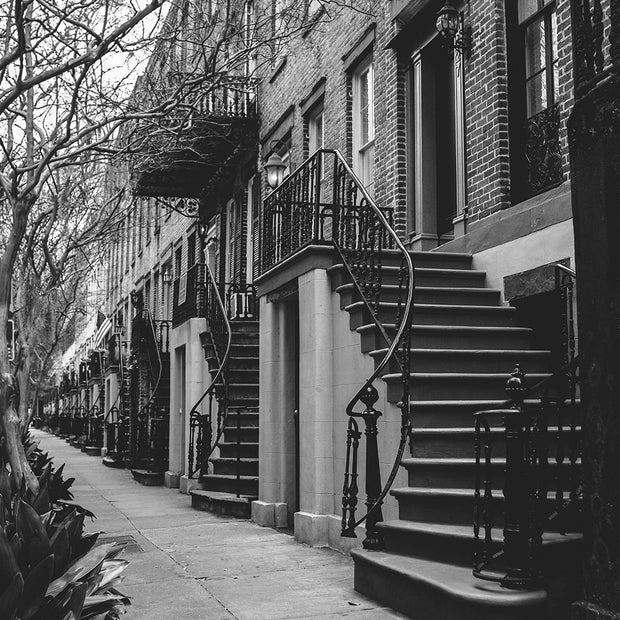 Savannah Georgia Stoops Black and White Street Photography,
