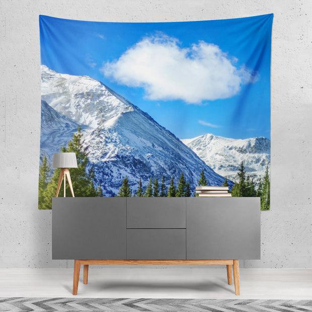 Sunlit Mountain Wall Tapestry Snowy Colorado Decor -