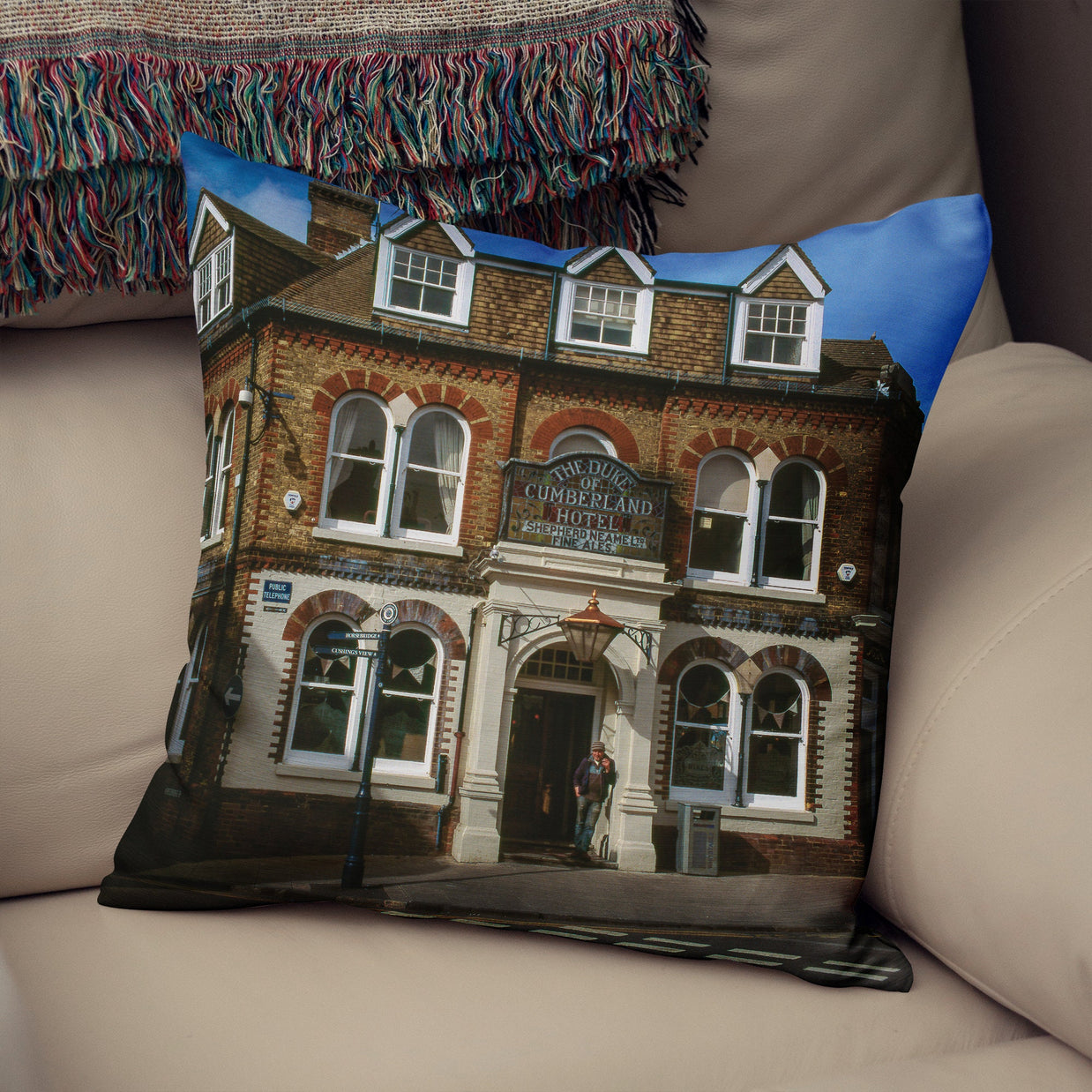 Classic British Pub Throw Pillow Cover Beer Lover Gift -