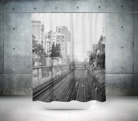 Train Tracks Modern Shower Curtain 71x74 inch Buenos Aires