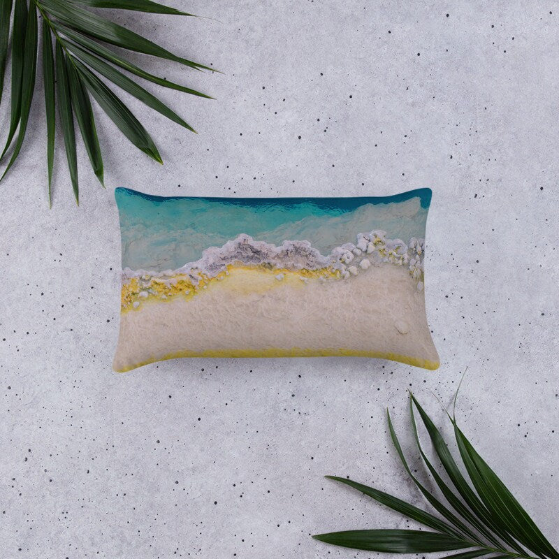 Blue and Yellow Lumbar Pillow Cover Modern Mineral Texture -