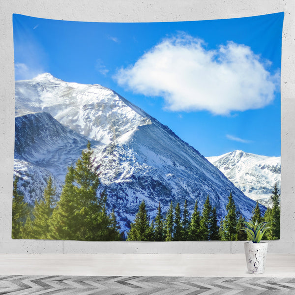 Sunlit Mountain Wall Tapestry Snowy Colorado Decor -