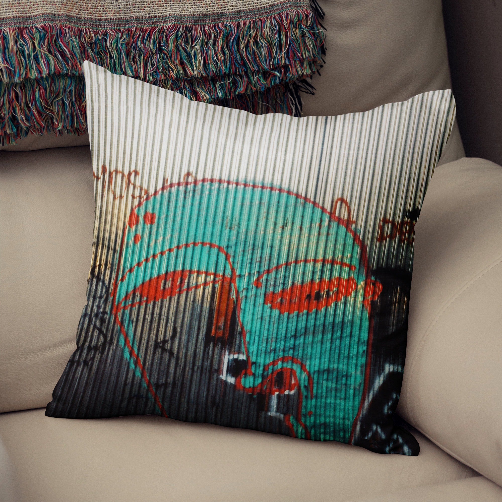 Picasso Face Throw Pillow Cover Graffiti Colorful Blue Case