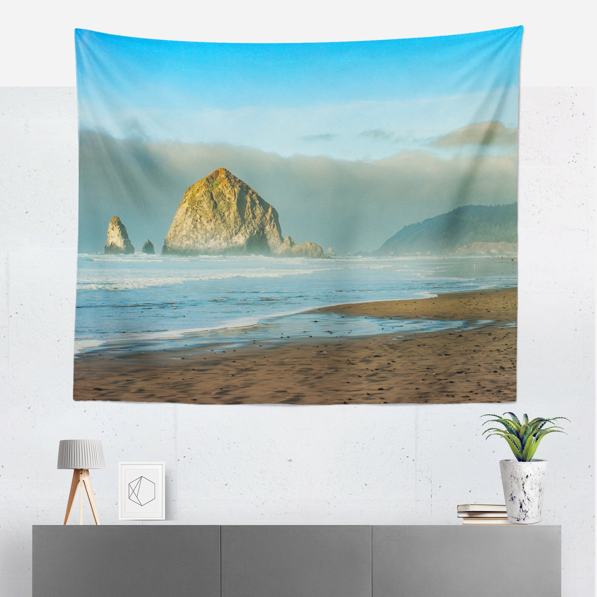 Oregon Coast Wall Tapestry Cannon Beach Decor Haystack Rock