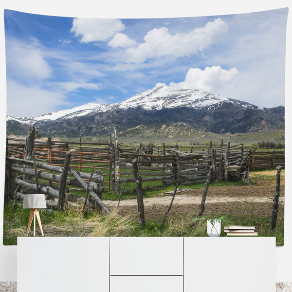 Ranch in the Mountains Scenic Wall Tapestry - Decorative
