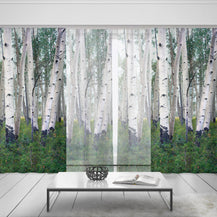 Lush White Aspen Forest Window Curtains 50x84 Sheer