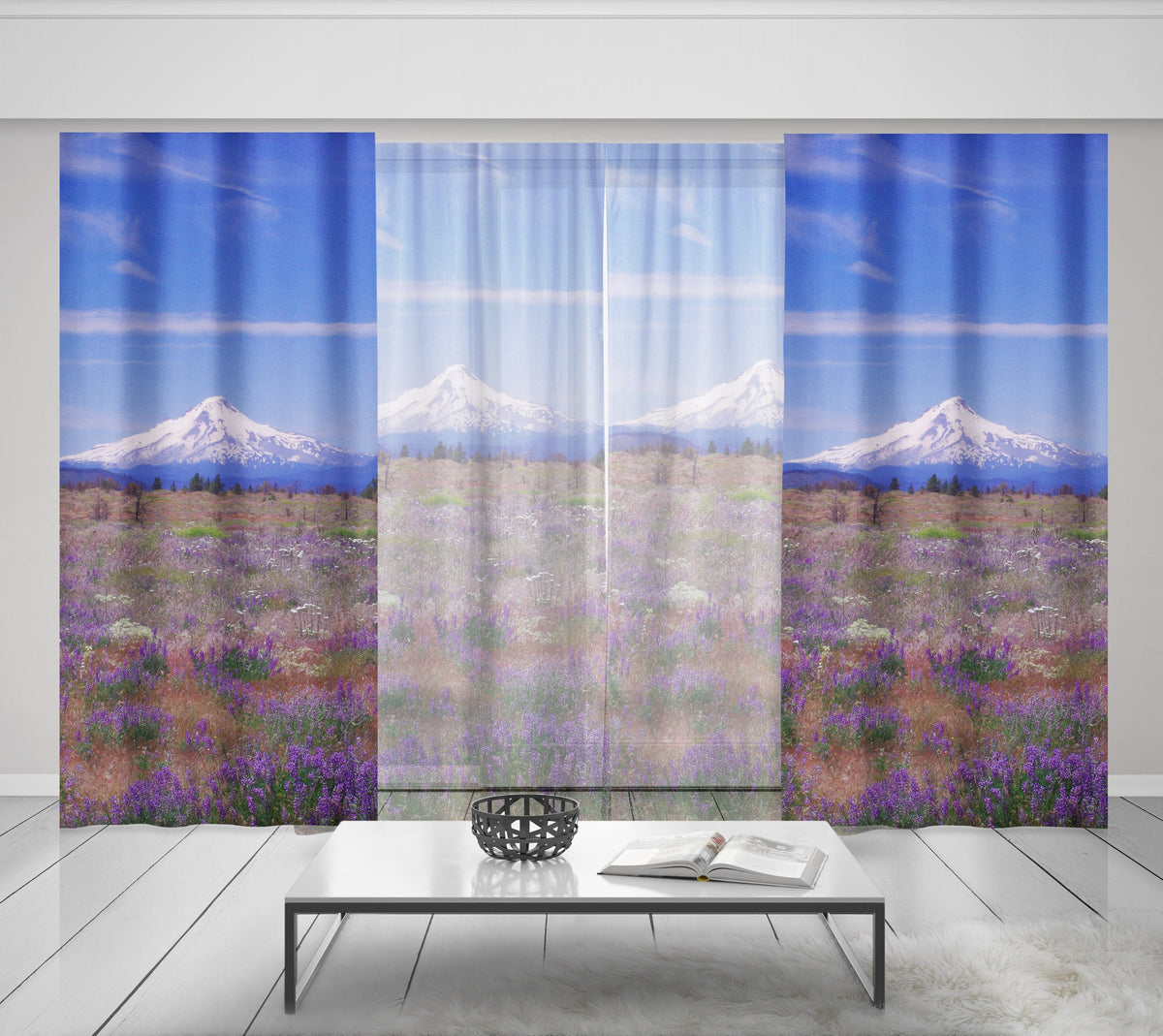 Mt Hood Oregon Window Curtains 50x84 Sheer or Blackout - &