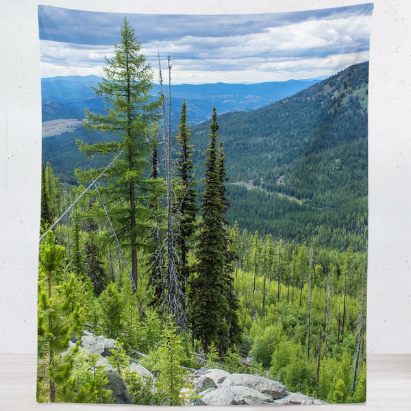 Scenic Mountain Overlook Wall Tapestry Hiking Adventure