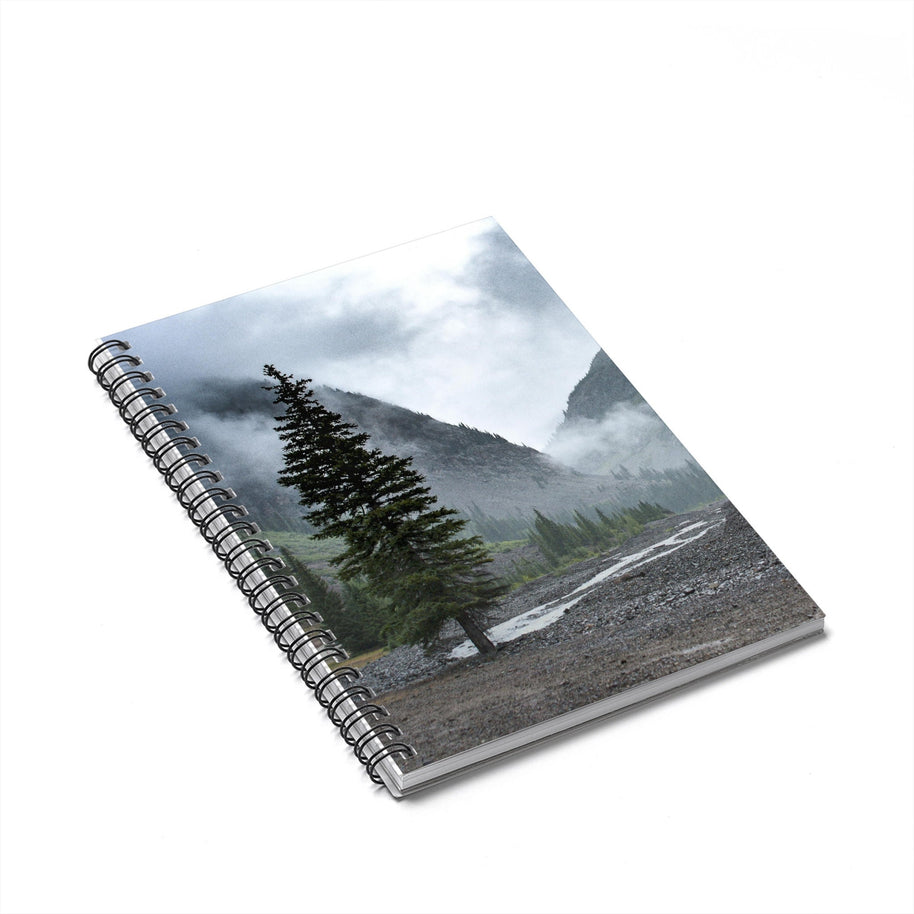 Pine Tree Foggy Mountains Notebook - Spiral or Hard Cover