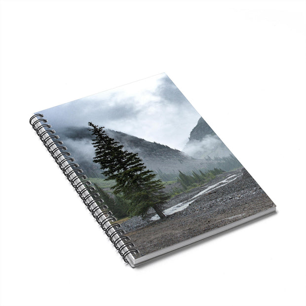 Pine Tree Foggy Mountains Notebook - Spiral or Hard Cover