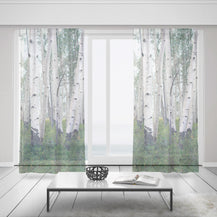 Lush White Aspen Forest Window Curtains 50x84 Sheer