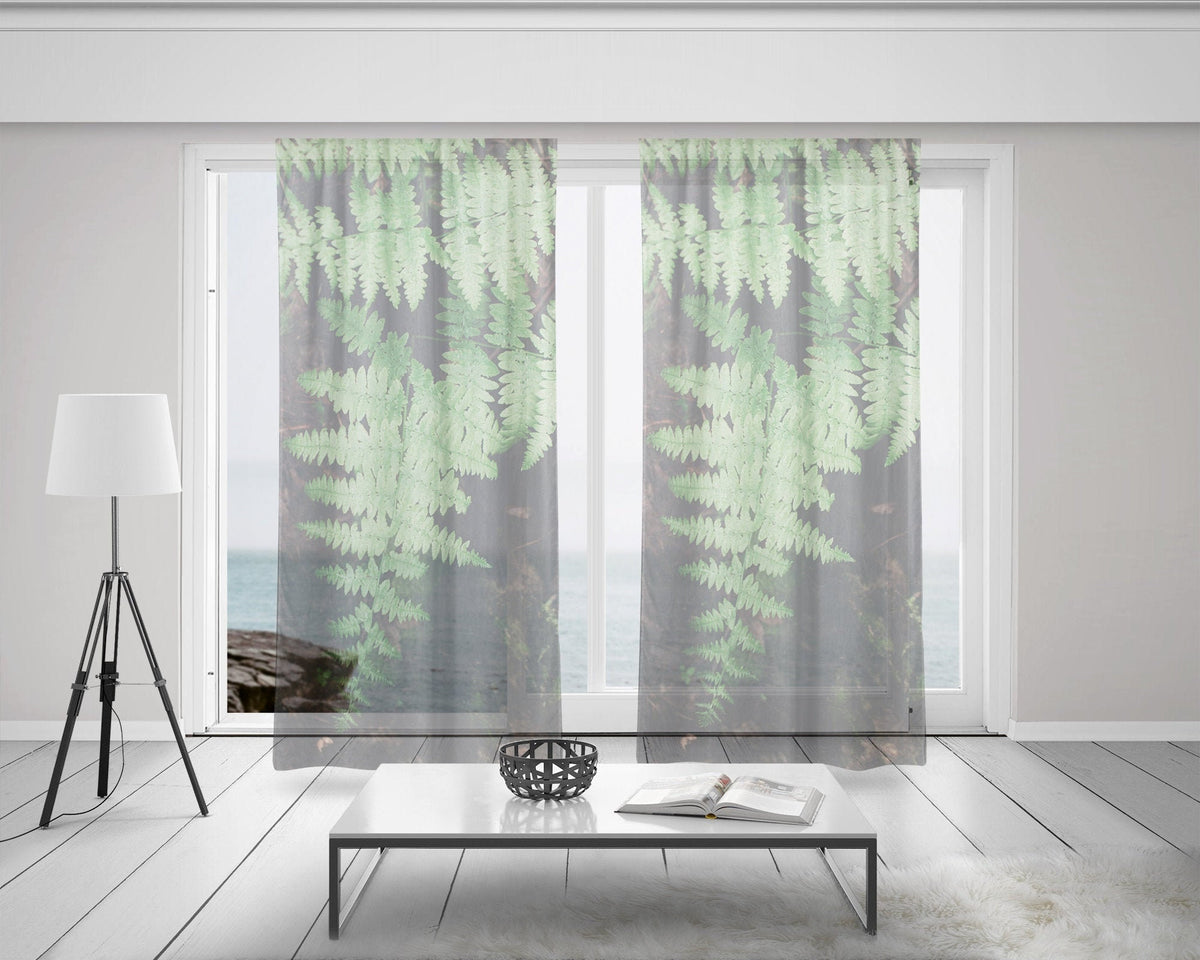 Green Fern Window Curtains 50x84 in sheer