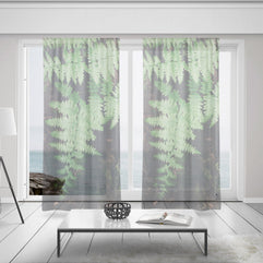 Green Fern Window Curtains 50x84 in sheer