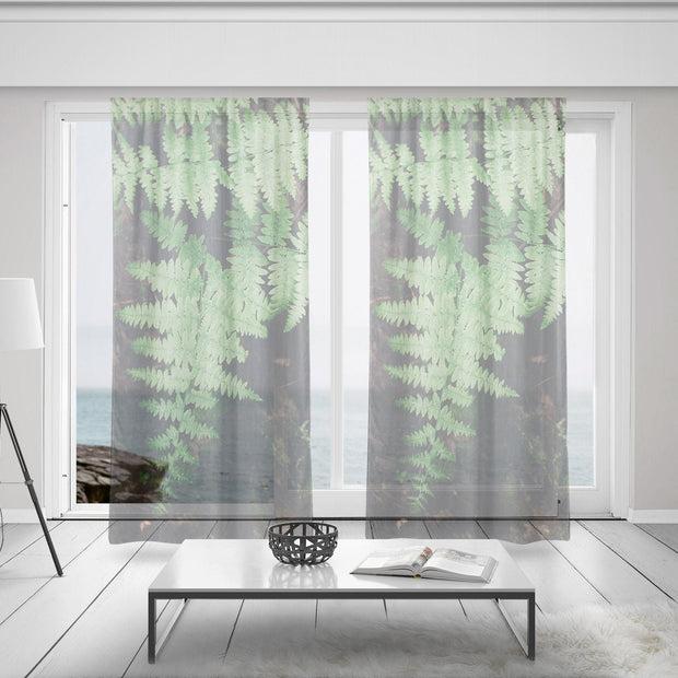 Green Fern Window Curtains 50x84 in sheer