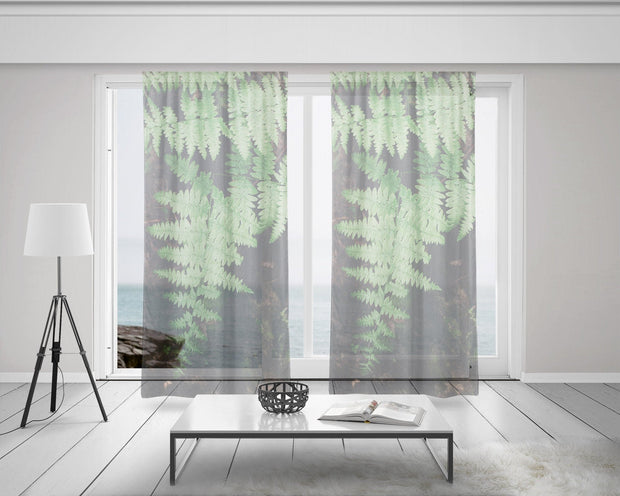 Green Fern Window Curtains 50x84 in sheer