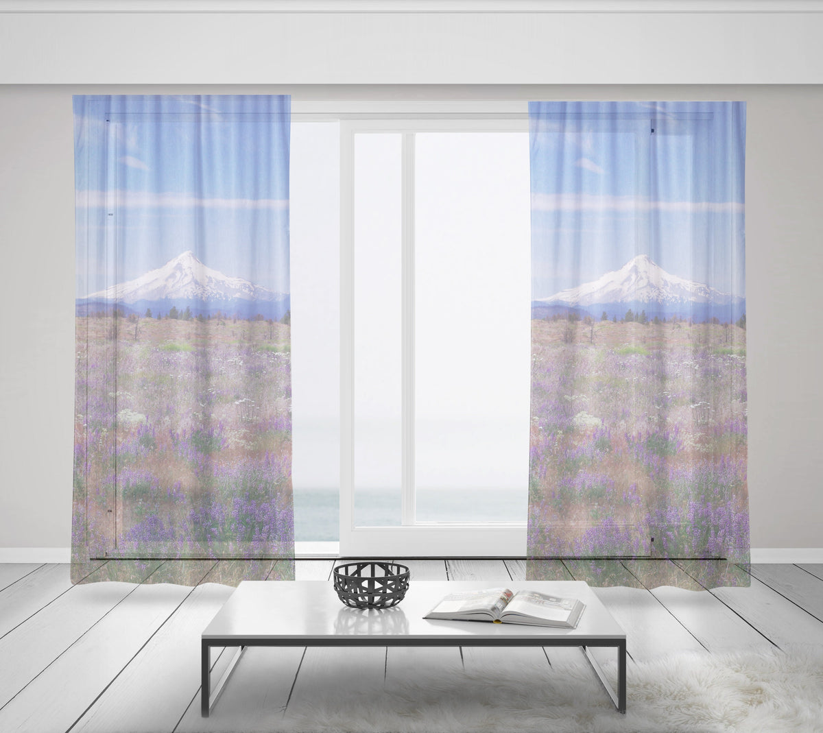 Mt Hood Oregon Window Curtains 50x84 Sheer or Blackout - &