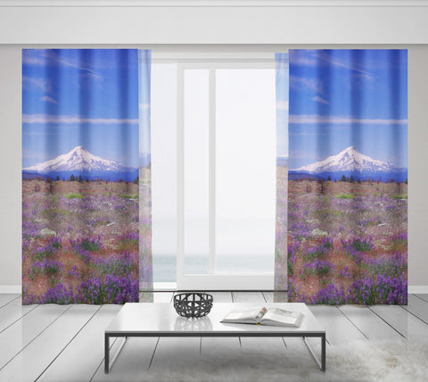 Mt Hood Oregon Window Curtains 50x84 Sheer or Blackout - &