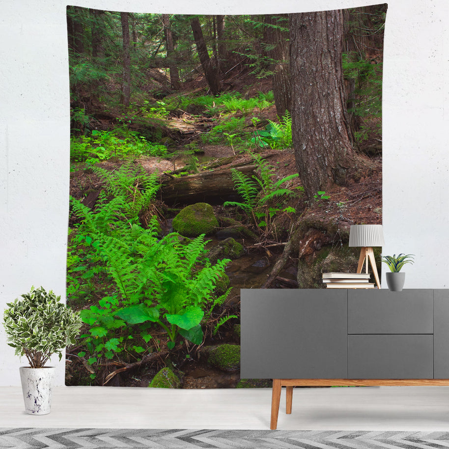 Cedar Forest Trail Wall Tapestry Ferns Pacific Northwest