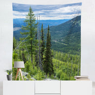 Scenic Mountain Overlook Wall Tapestry Hiking Adventure