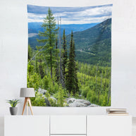 Scenic Mountain Overlook Wall Tapestry Hiking Adventure