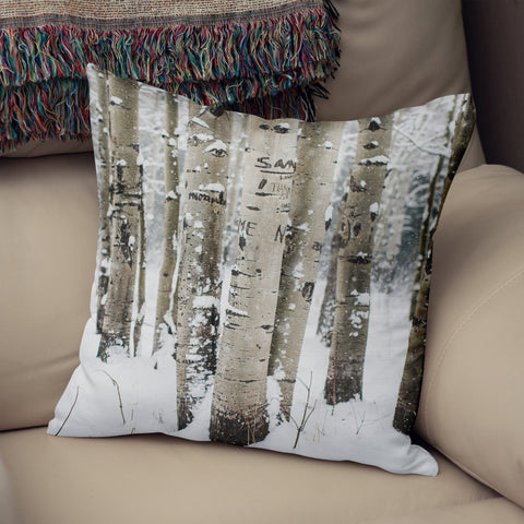 Snowy Birch Trees Throw Pillows Cover Winter Forest Decor