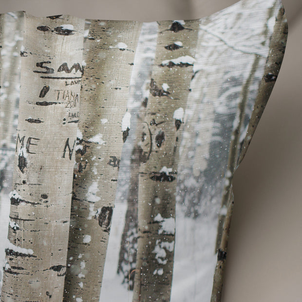 Snowy Birch Trees Throw Pillows Cover Winter Forest Decor
