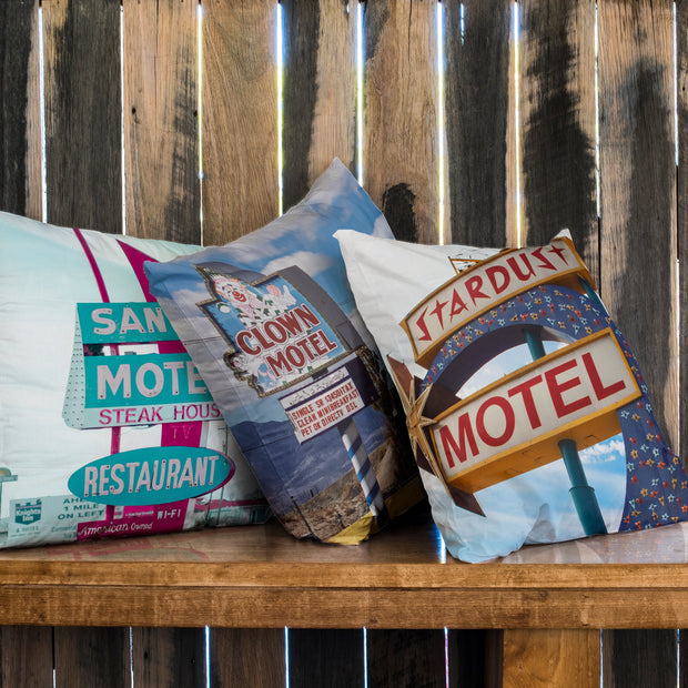 Set of 4 Throw Pillow Covers Retro Motel Signs Travel Theme