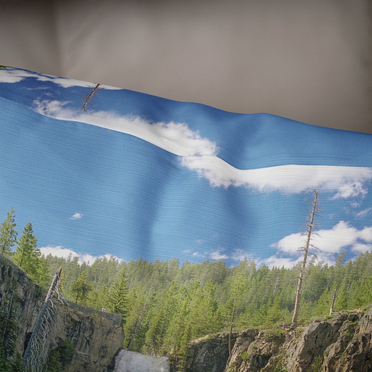 Waterfall and Forest Throw Pillow Cover Tumalo Falls Bend