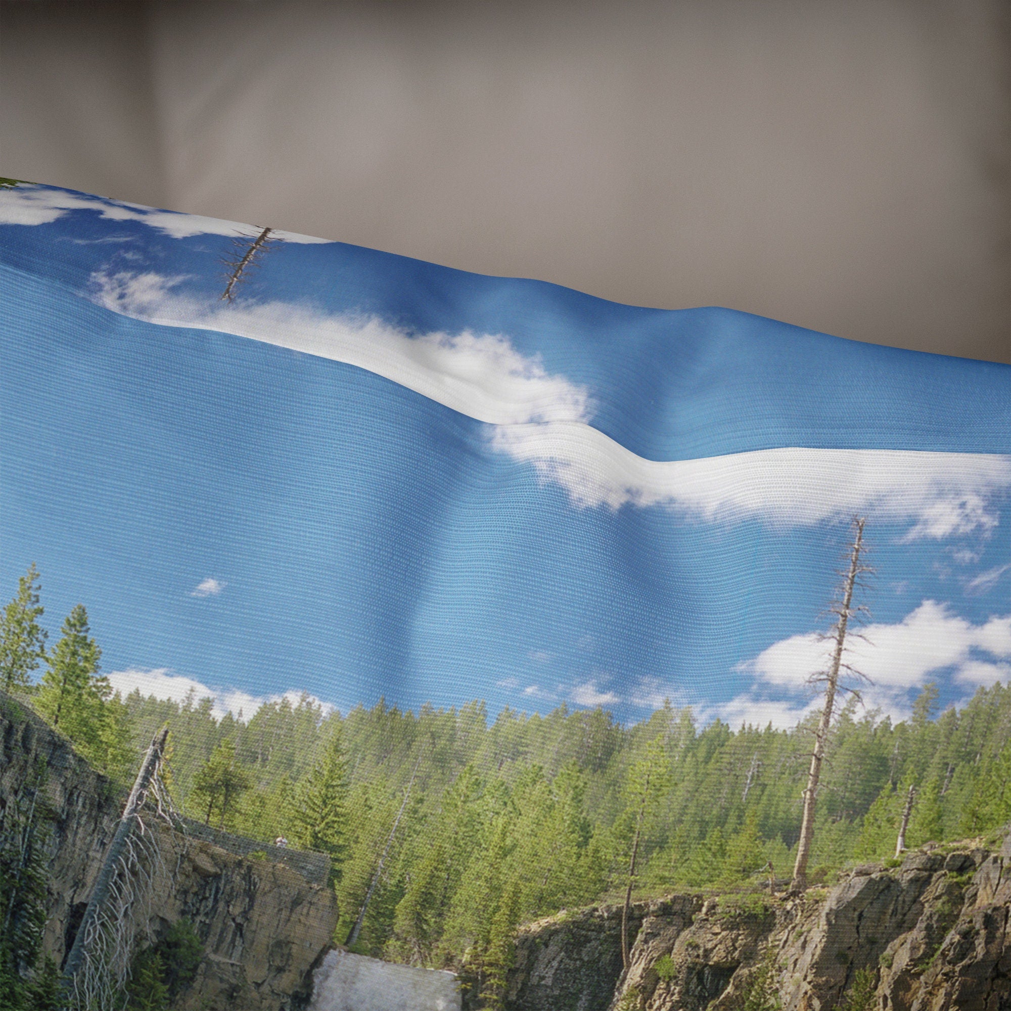 Waterfall and Forest Throw Pillow Cover Tumalo Falls Bend