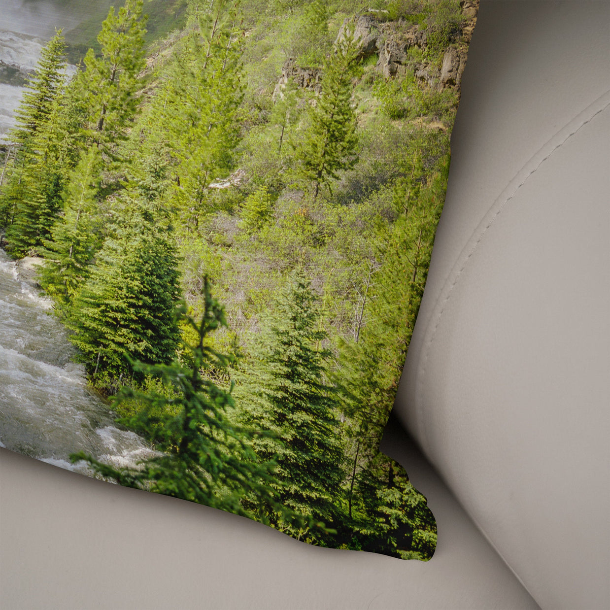 Waterfall and Forest Throw Pillow Cover Tumalo Falls Bend