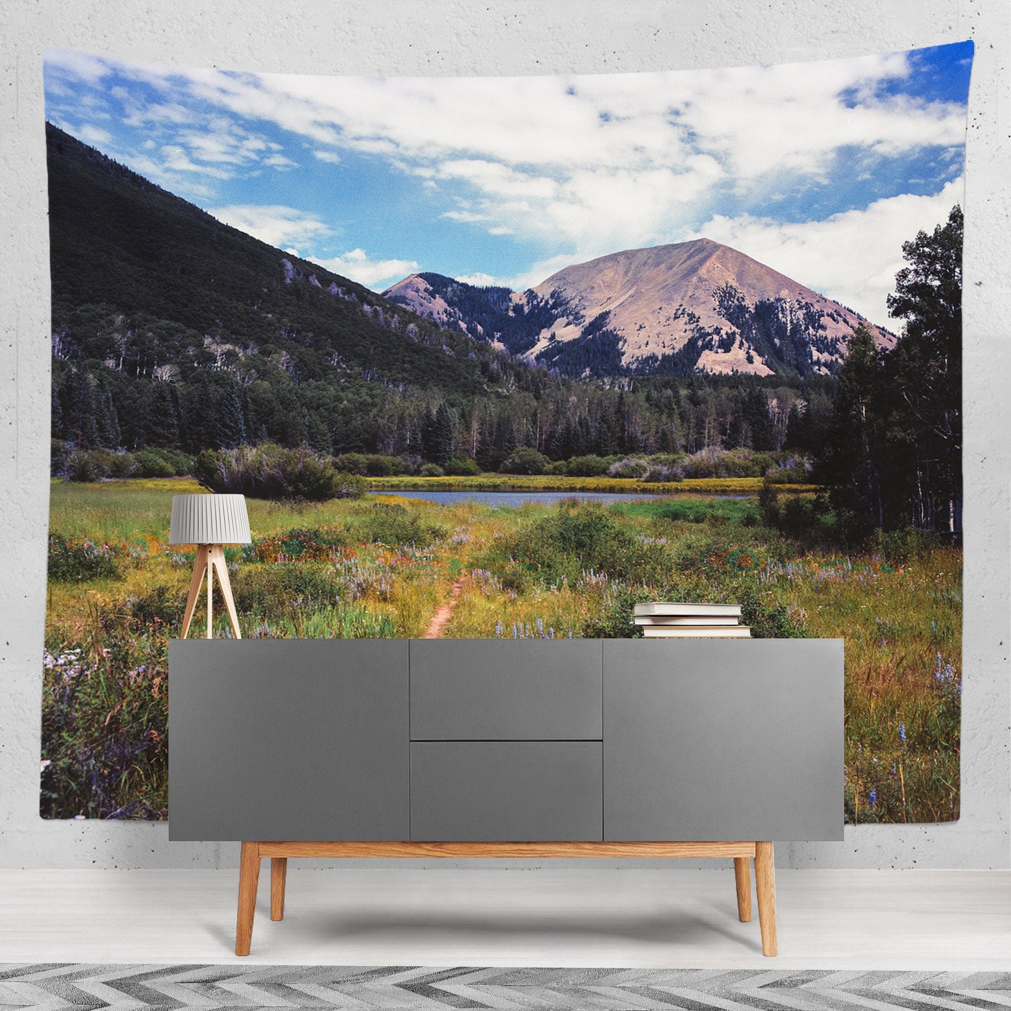 Mountain Lake Wall Tapestry Scenic Utah Nature - Decorative