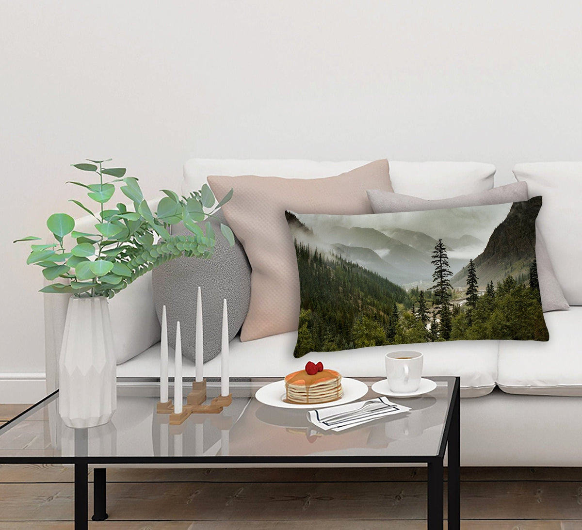 Foggy Mountain Valley Lumbar Pillow Cover Colorado Decor -