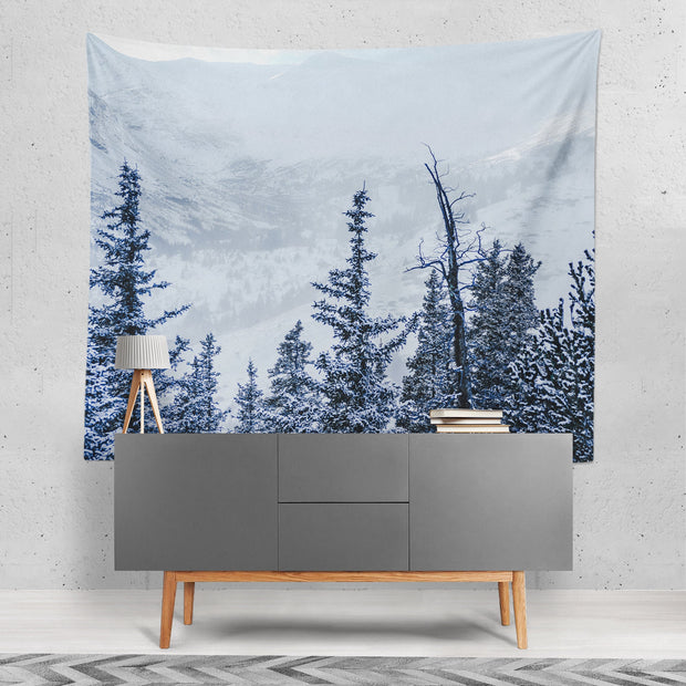Colorado Treetops,Snowy Winter Wall Tapestry - Decorative