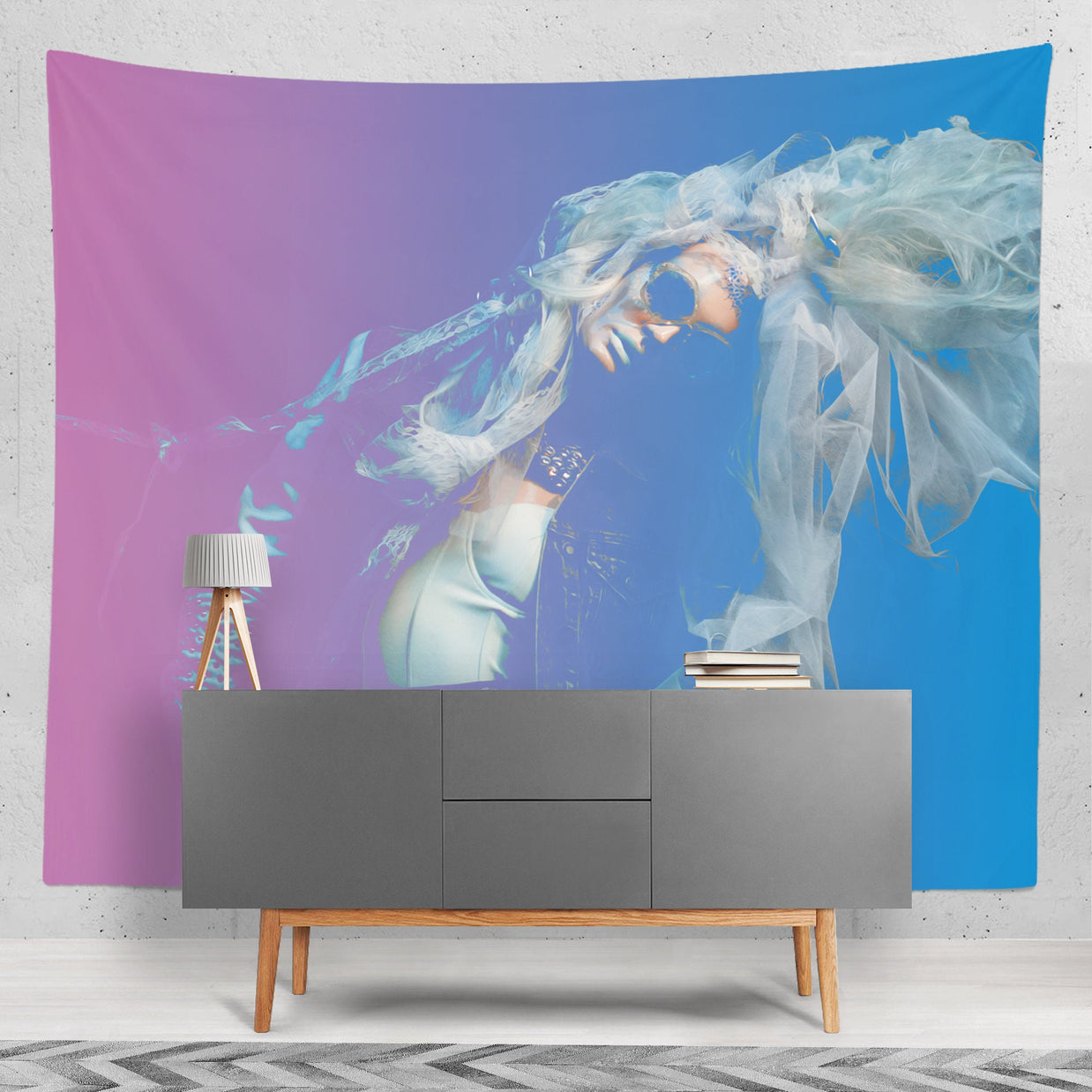 The Dancer Pink and Blue Wall Tapestry - Decorative