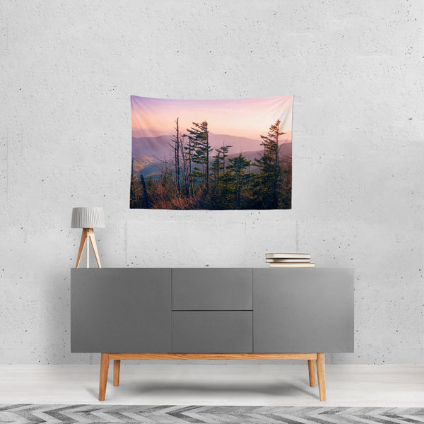 Smoky Mountains Sunset Wall Tapestry Tennessee Forest Decor