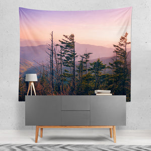 Smoky Mountains Sunset Wall Tapestry Tennessee Forest Decor