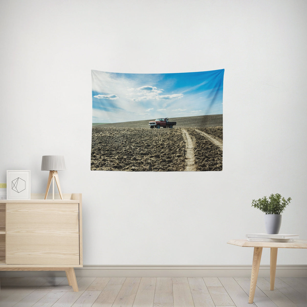 Scenic Farmland Wall Tapestry Cowboy Farm Truck Art -