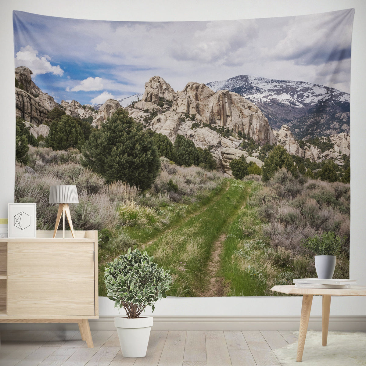 Scenic Hiking Trail Nature Wall Tapestry Stagecoach -
